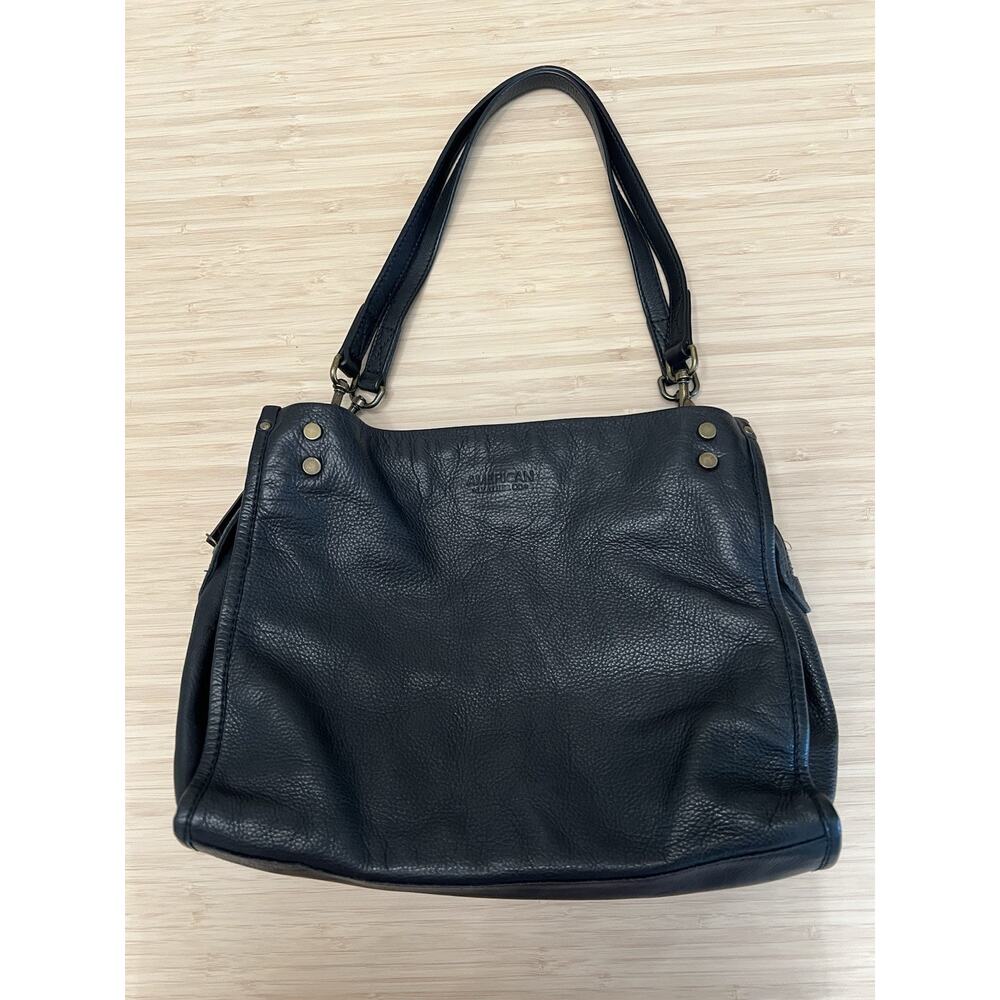 American Leather Co. Lenox Tote Black Pebbled Leather Hobo Shoulder Bag
